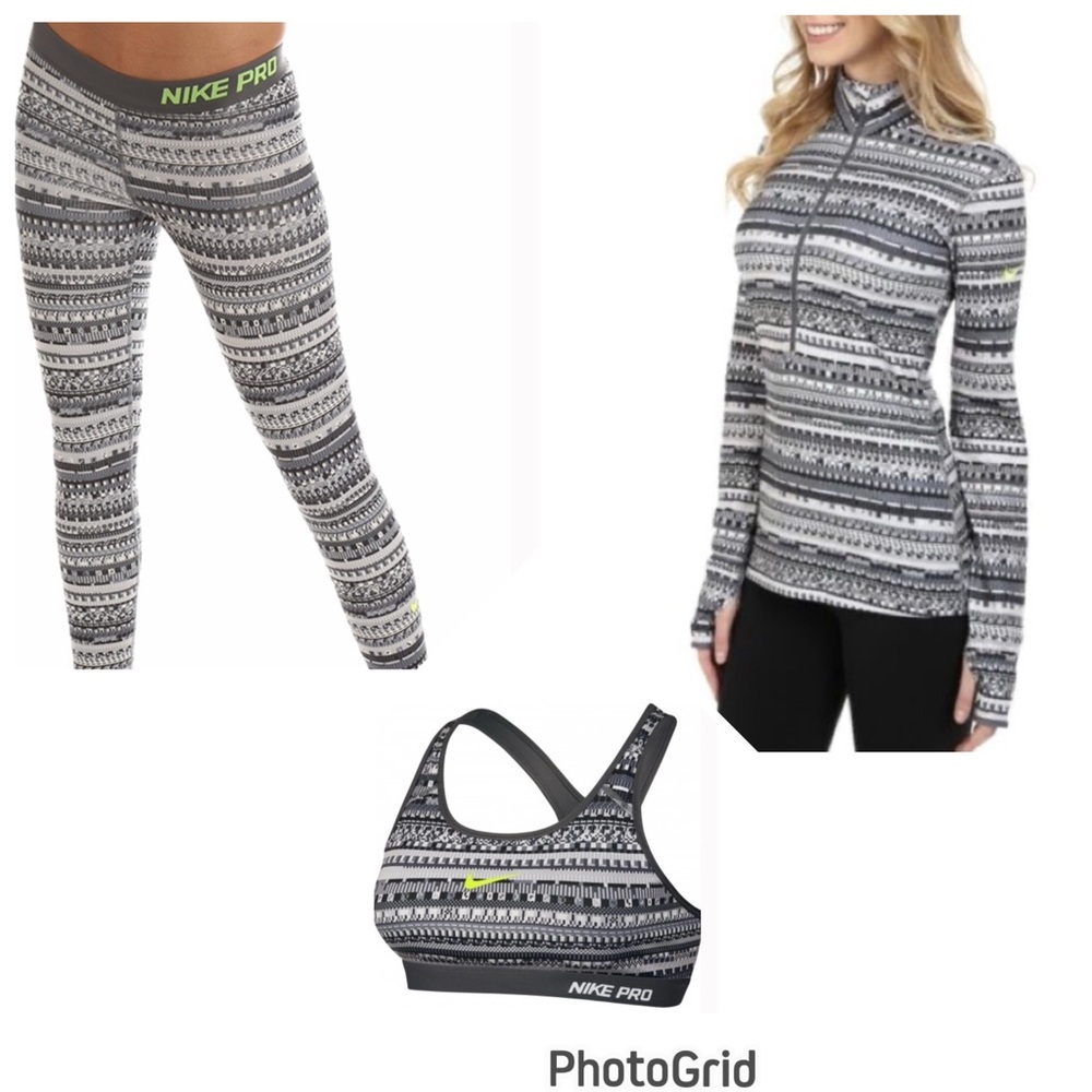 Nike Pro Gray Patterned Activewear Set - image 1